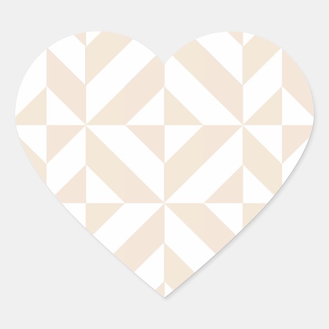Soft Beige Geometric Deco Cube Heart Sticker (Front)