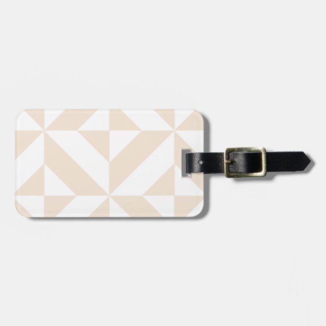 Soft Beige Geometric Deco Cube Luggage Tag (Front Horizontal)