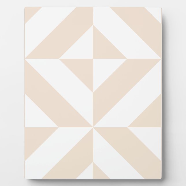 Soft Beige Geometric Deco Cube Plaque (Front)