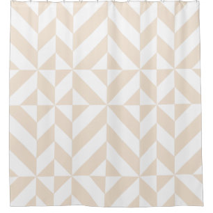 Soft Beige Geometric Deco Cube Shower Curtain