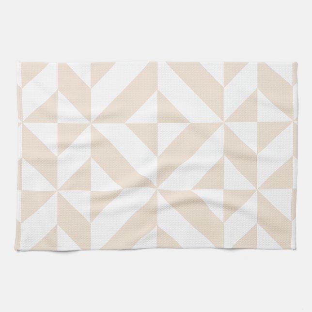 Soft Beige Geometric Deco Cube Towel (Horizontal)