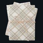 Soft Beige Gingham Christmas Wrapping Paper Sheets<br><div class="desc">Find the perfect festive touch for your Christmas gifts with our luxurious soft beige plaid gingham gift wrap collection. Each sheet features three charming and unique patterns to elevate your gift-giving experience.</div>