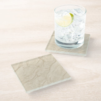 Soft Beige Marble Elegant Minimal Modern Aesthetic Glass Coaster