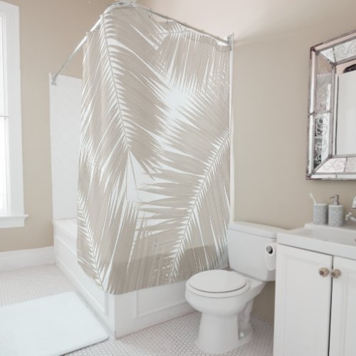 Soft Beige Palm Leaves 1 tropical wall art Shower Curtain