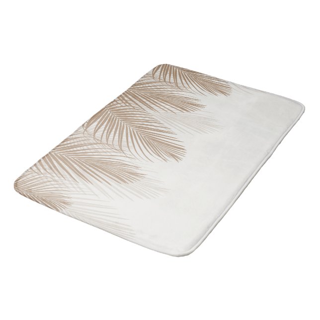Soft Beige Palm Leaves Finesse 1 #tropical #art Bath Mat (Angled)