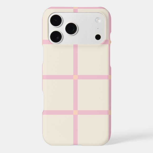 Soft Beige & Pink Grid Pattern Case-Mate iPhone Case (Back)