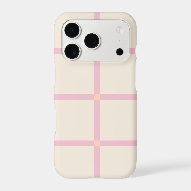Soft Beige & Pink Grid Pattern Case-Mate iPhone Case (Back)