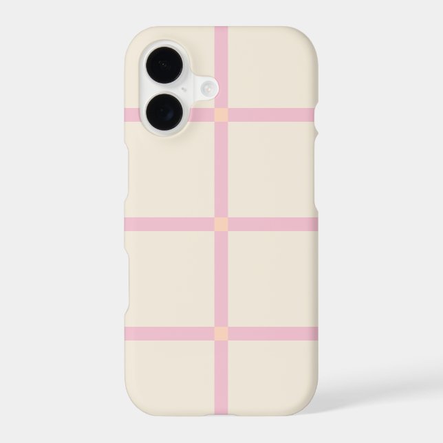 Soft Beige & Pink Grid Pattern Case-Mate iPhone Case (Back)