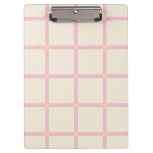 Soft Beige & Pink Grid Pattern Clipboard