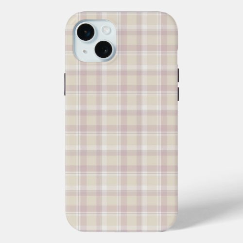 Soft beige Plaid iPhone 7 Tough iPhone 15 Plus Case