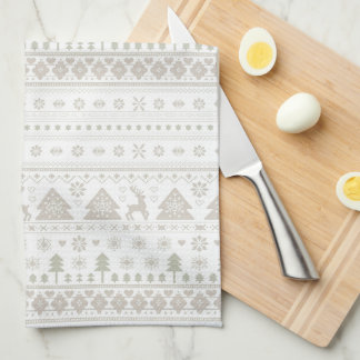 Soft Beige Scandinavian Nordic Winter Christmas Kitchen Towel
