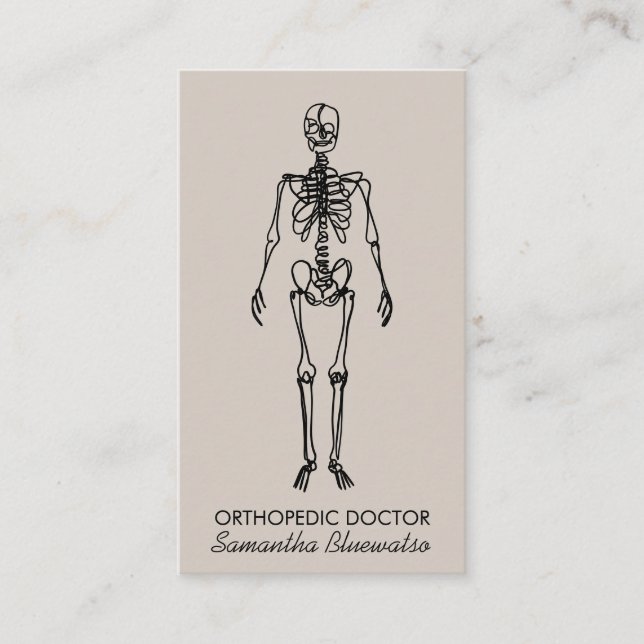 Soft Beige Skeleton orthopedic doctor sculpting Business Card (Front)