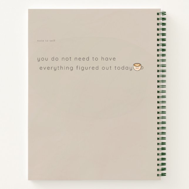 Soft Beige Turtle Coffee Aesthetic Notebook (Back)