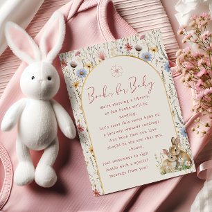 Soft Beige Wildflower Books for Baby Card Bunny