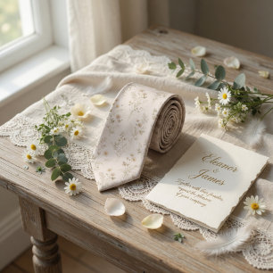 Soft Beige Wildflower Neck Tie