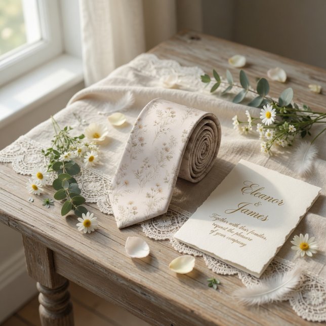 Soft Beige Wildflower  Neck Tie (Creator Uploaded)