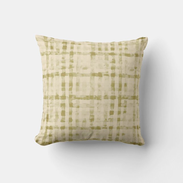 Soft Beigi, Khaki Checkered Pattern,Simple, Modern Throw Pillow (Front)