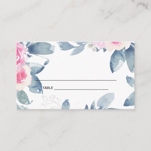SOFT BLACK BLUSH BLUE FLORAL 25TH ANY AGE BIRTHDAY PLACE CARD