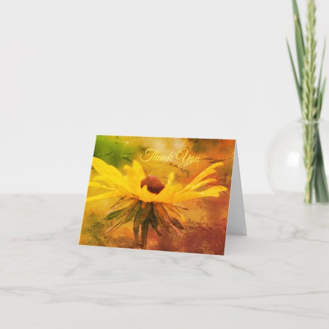 Soft Black Eyed Susan Flower Art Thank You Card (Front)