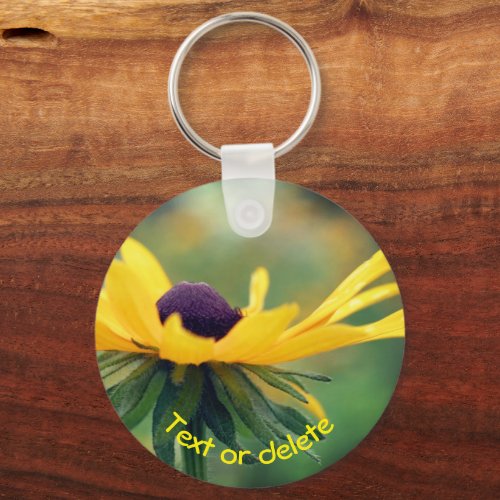 Soft Black Eyed Susan Flower Personalized Keychain