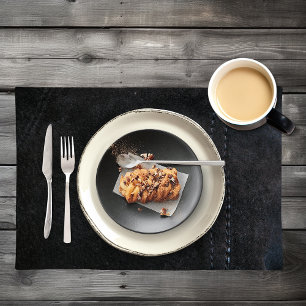 Soft Black Faux Suede Leather Placemat