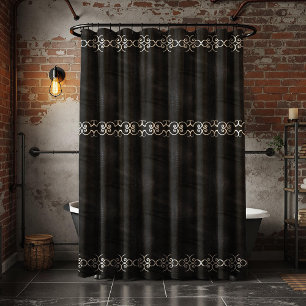 Soft Black Faux Suede Leather Shower Curtain