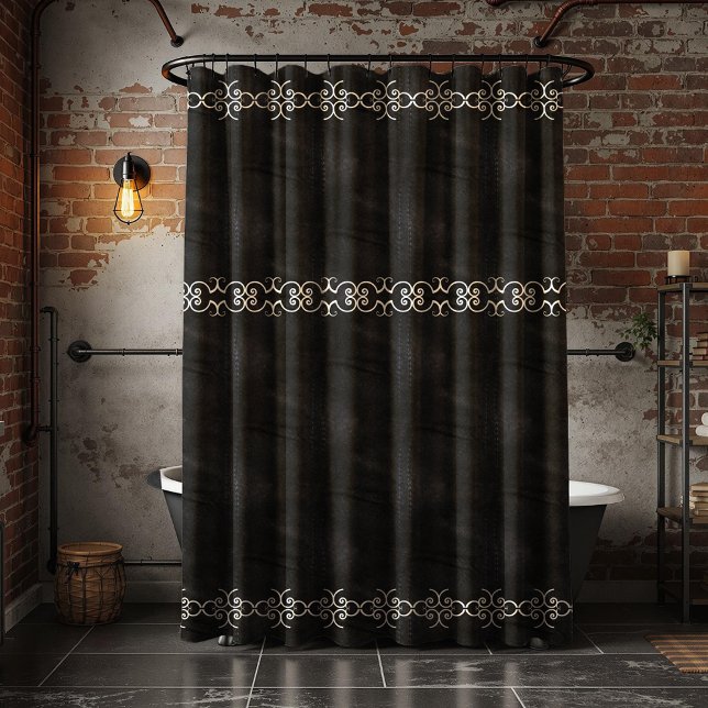 Soft Black Faux Suede Leather Shower Curtain (Creator Uploaded)