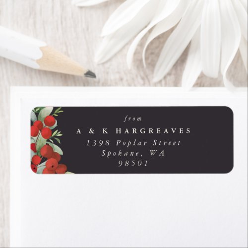 Soft Black Red BerriesEucalyptus Holiday Address Label