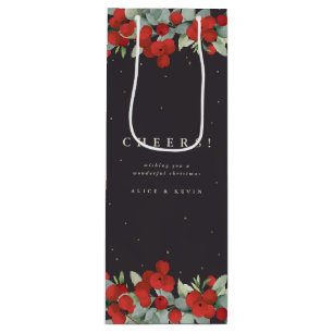 Soft Black Red Berry+Eucalyptus Christmas/Holiday Wine Gift Bag