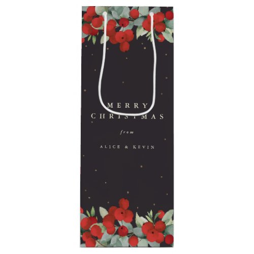 Soft Black Red BerryEucalyptus ChristmasHoliday Wine Gift Bag
