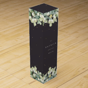 Soft Black Snowberry+Eucalyptus Christmas/Holiday Wine Box