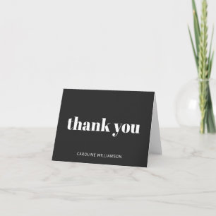 Soft Black White Bold Modern Elegant Personalized Thank You Card