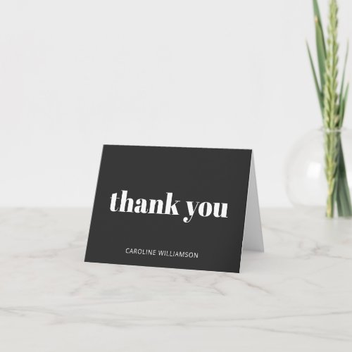 Soft Black White Bold Modern Elegant Personalized Thank You Card