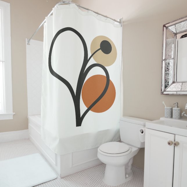 Soft Bloom Contemporary Botanical Shower Curtain (In Situ)