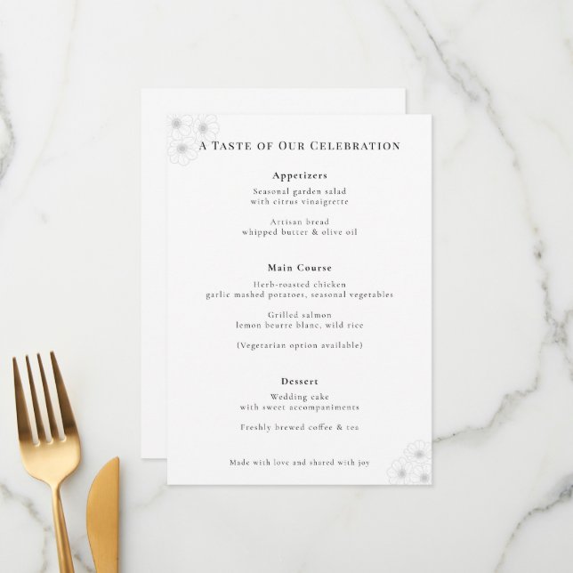 Soft Bloom Elegance Wedding Menu (Front/Back In Situ)