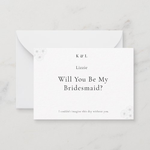 Soft Bloom Elegance Will You Be My Bridesmaid Card