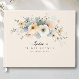 Soft Bloom Elegant Bridal Shower Beige Guest Book