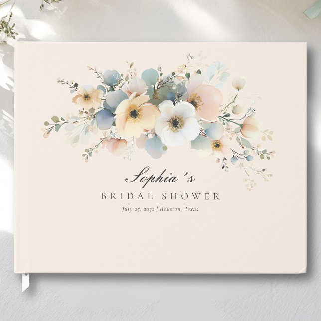 Soft Bloom Elegant Bridal Shower Beige Guest Book (Soft Bloom Elegant Bridal Shower Beige Guest Book
)