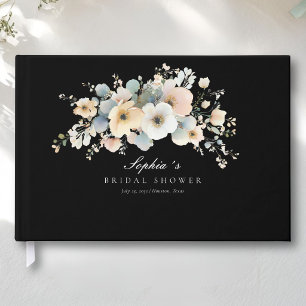 Soft Bloom Elegant Bridal Shower Black Guest Book