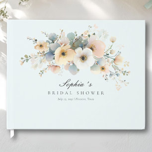 Soft Bloom Elegant Bridal Shower Blue Guest Book