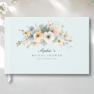Soft Bloom Elegant Bridal Shower Blue Guest Book