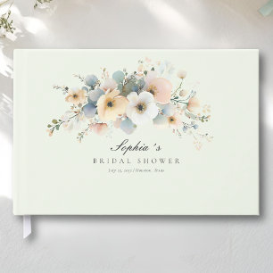 Soft Bloom Elegant Bridal Shower Green Guest Book