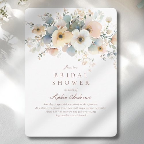 Soft Bloom Elegant Bridal Shower Invitation