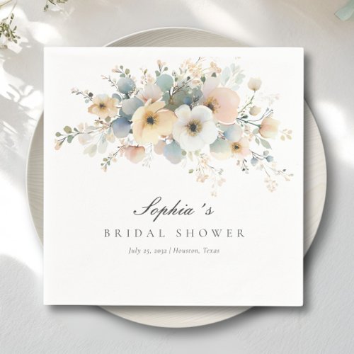 Soft Bloom Elegant Bridal Shower Napkins