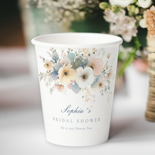 Soft Bloom Elegant Bridal Shower Paper Cups