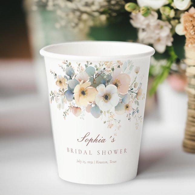 Soft Bloom Elegant Bridal Shower Paper Cups (Soft Bloom Elegant Bridal Shower Paper Cups)