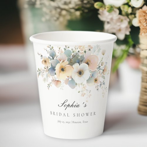 Soft Bloom Elegant Bridal Shower Paper Cups