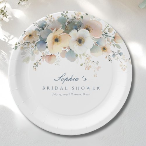 Soft Bloom Elegant Bridal Shower Paper Plates