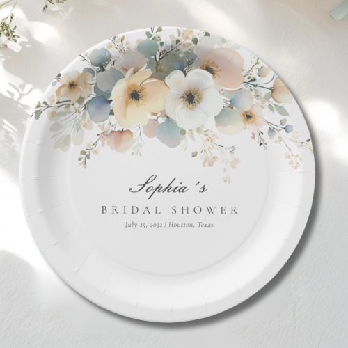 Soft Bloom Elegant Bridal Shower Paper Plates