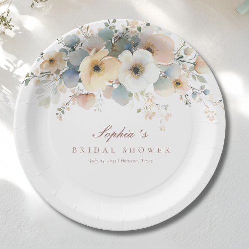 Soft Bloom Elegant Bridal Shower Paper Plates